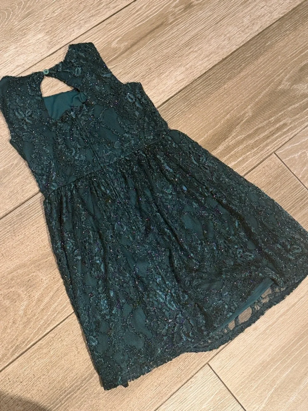 The Children's Place Dark Green Lace Sparkle Party Dress (LR)